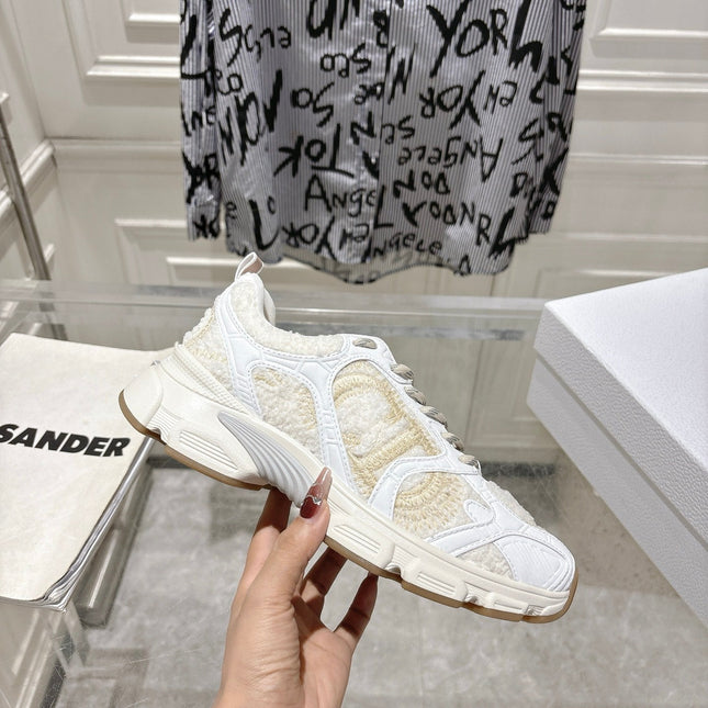 DIOR 25S MILE SERIES SNEAKERS 45MM IN WHITE CALFSKIN AND SHEARLING