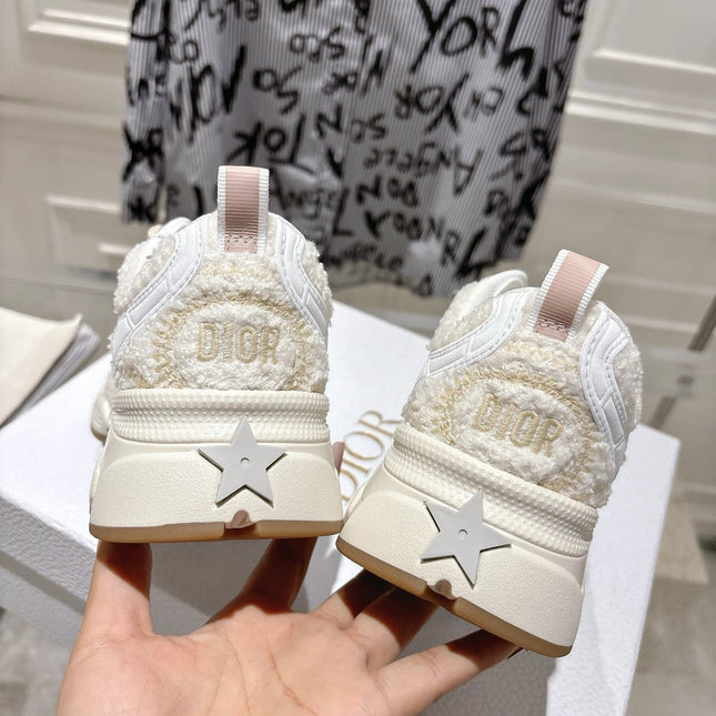 DIOR 25S MILE SERIES SNEAKERS 45MM IN WHITE CALFSKIN AND SHEARLING