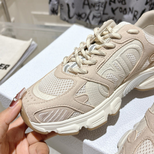 DIOR 25S CHRONO SNEAKER 45MM IN MESH WITH WHITE AND NUDE PINK CALFSKIN