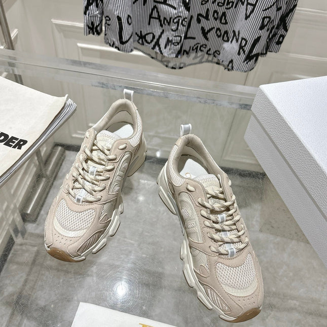 DIOR 25S CHRONO SNEAKER 45MM IN MESH WITH WHITE AND NUDE PINK CALFSKIN