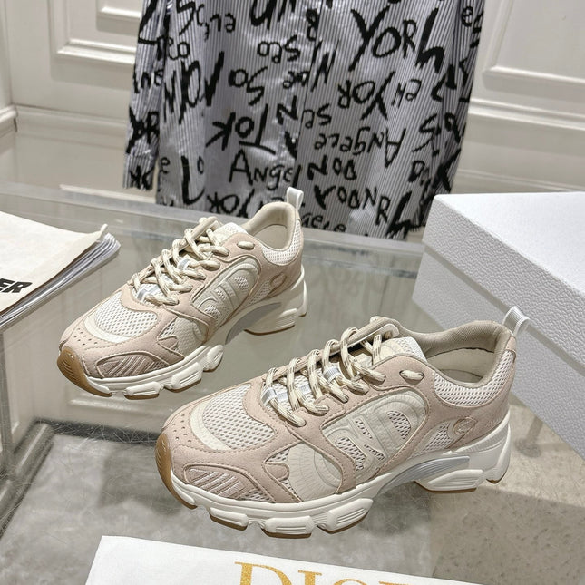 DIOR 25S CHRONO SNEAKER 45MM IN MESH WITH WHITE AND NUDE PINK CALFSKIN
