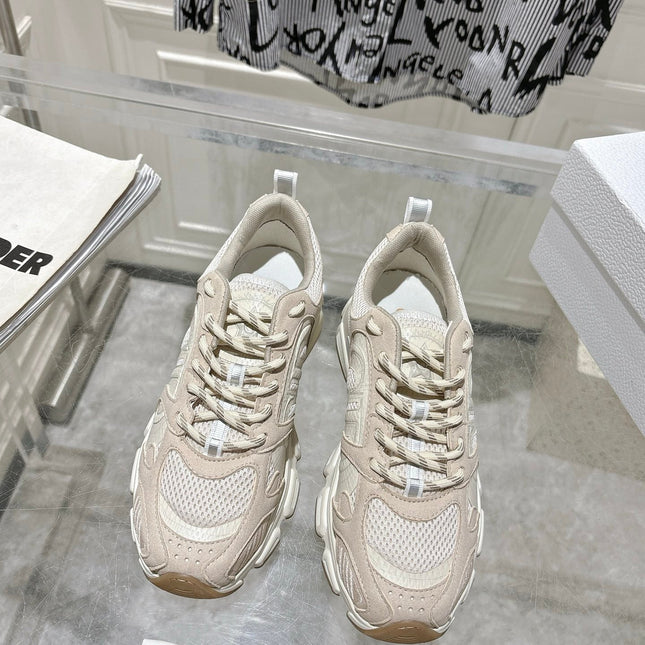 DIOR 25S CHRONO SNEAKER 45MM IN MESH WITH WHITE AND NUDE PINK CALFSKIN