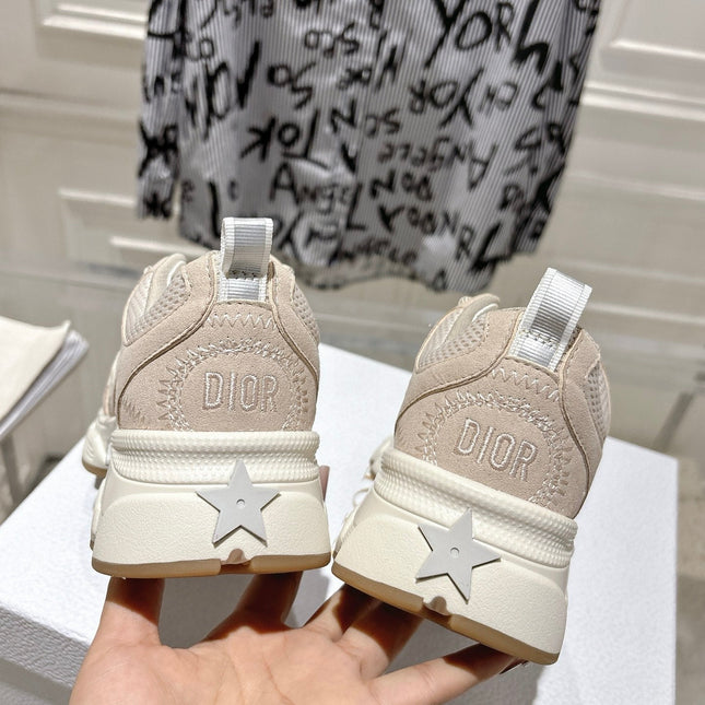 DIOR 25S CHRONO SNEAKER 45MM IN MESH WITH WHITE AND NUDE PINK CALFSKIN