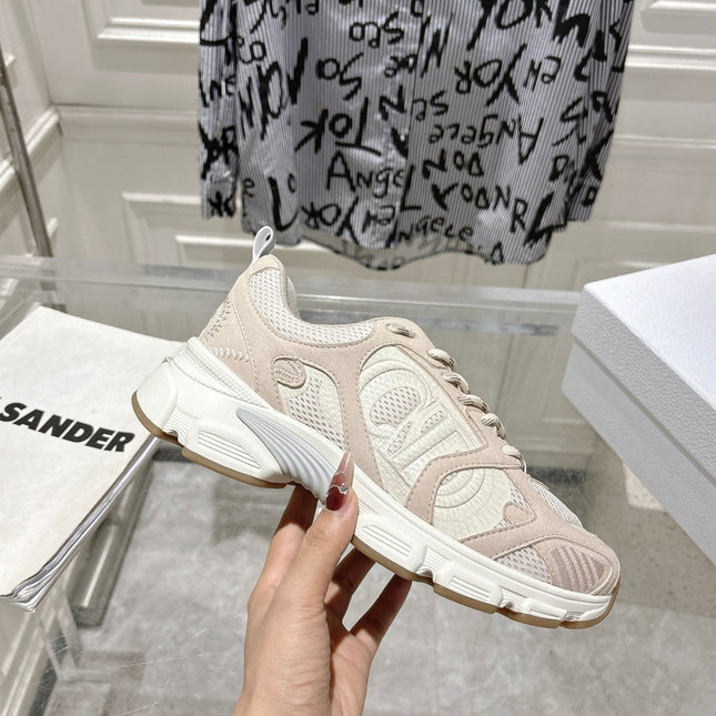 DIOR 25S CHRONO SNEAKER 45MM IN MESH WITH WHITE AND NUDE PINK CALFSKIN