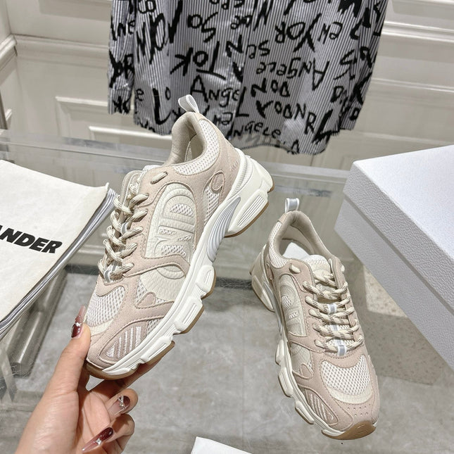 DIOR 25S CHRONO SNEAKER 45MM IN MESH WITH WHITE AND NUDE PINK CALFSKIN