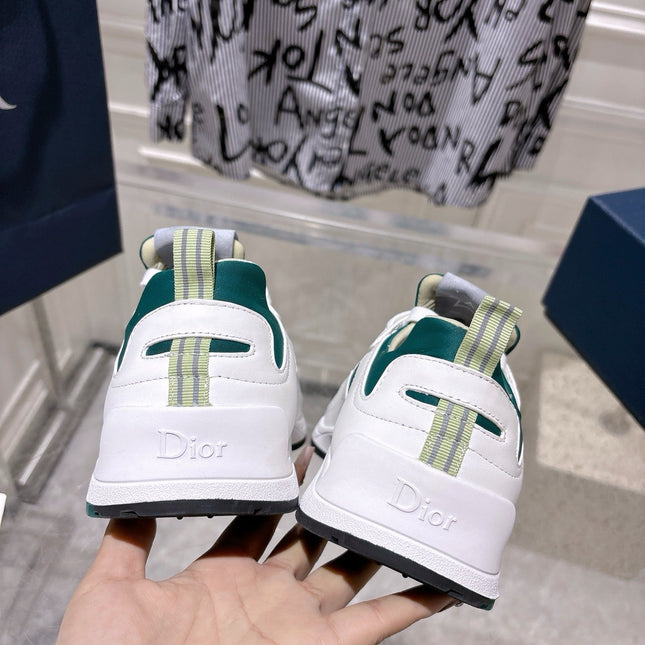 DIOR 25S MILE SERIES SNEAKERS 25MM IN WHITE DARK TEAL CALFSKIN