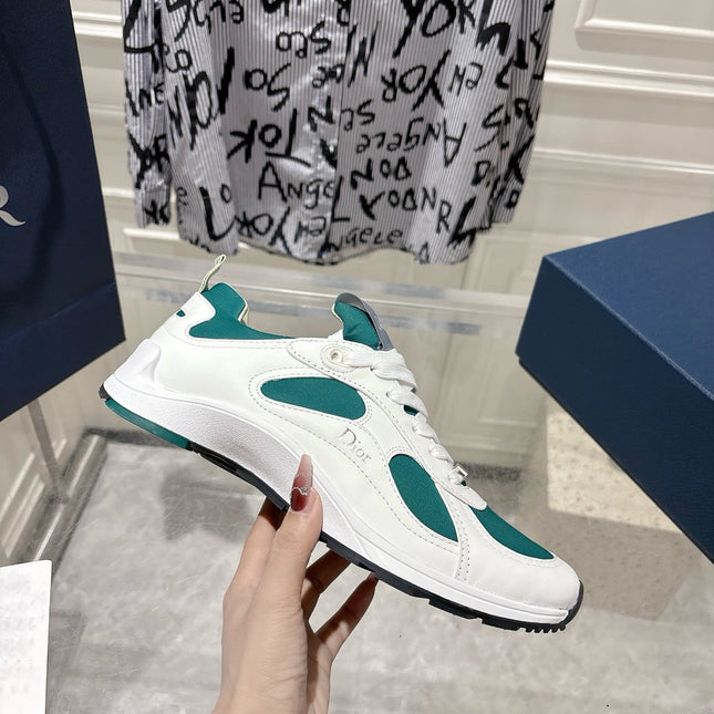 DIOR 25S MILE SERIES SNEAKERS 25MM IN WHITE DARK TEAL CALFSKIN