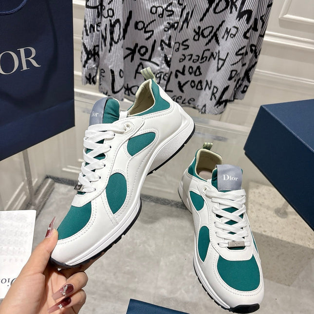 DIOR 25S MILE SERIES SNEAKERS 25MM IN WHITE DARK TEAL CALFSKIN