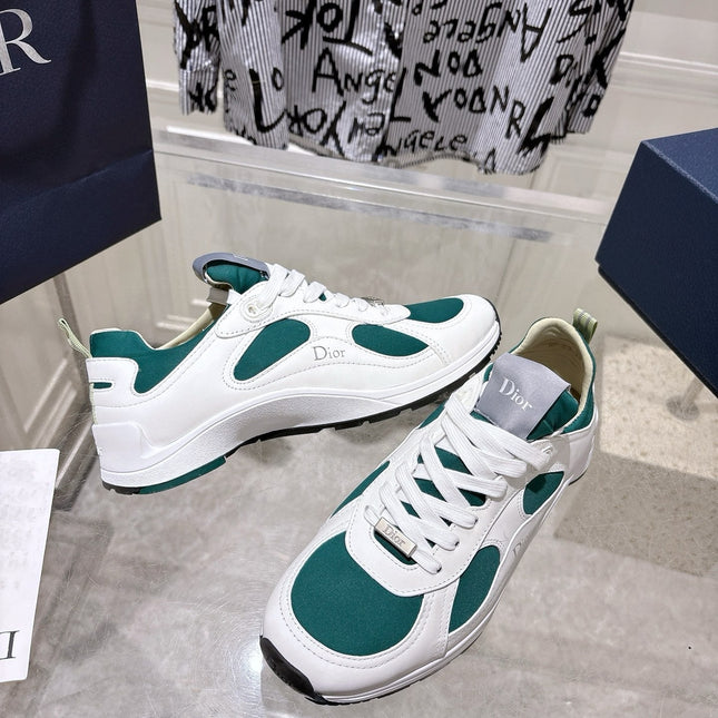 DIOR 25S MILE SERIES SNEAKERS 25MM IN WHITE DARK TEAL CALFSKIN