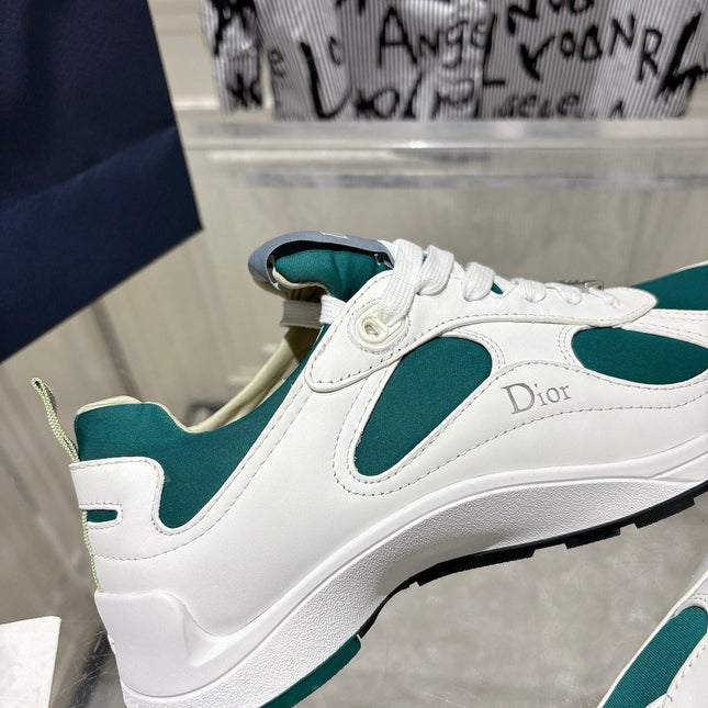 DIOR 25S MILE SERIES SNEAKERS 25MM IN WHITE DARK TEAL CALFSKIN
