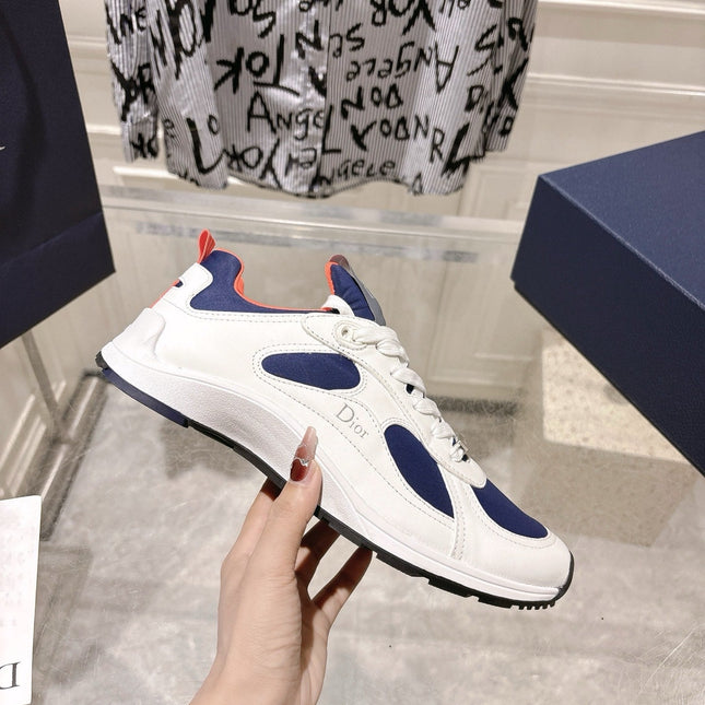 DIOR 25S MILE SERIES SNEAKERS 25MM IN WHITE BLUE CALFSKIN