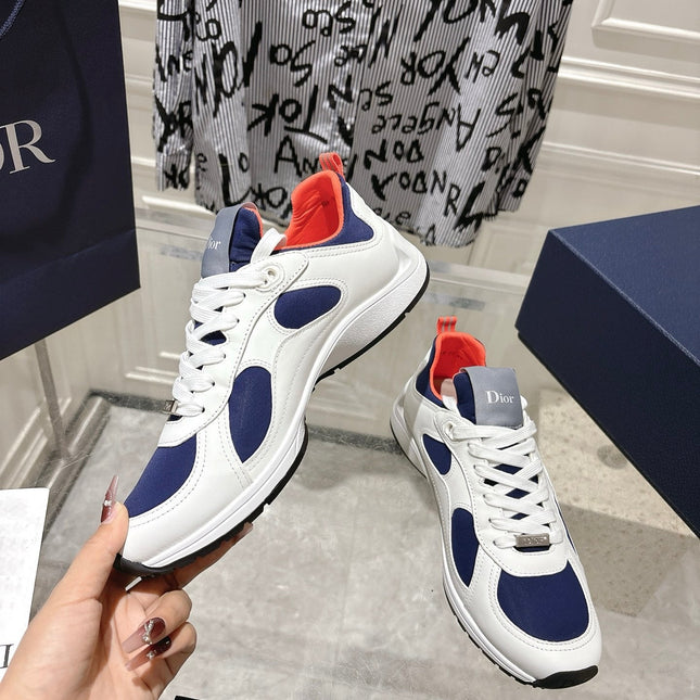 DIOR 25S MILE SERIES SNEAKERS 25MM IN WHITE BLUE CALFSKIN