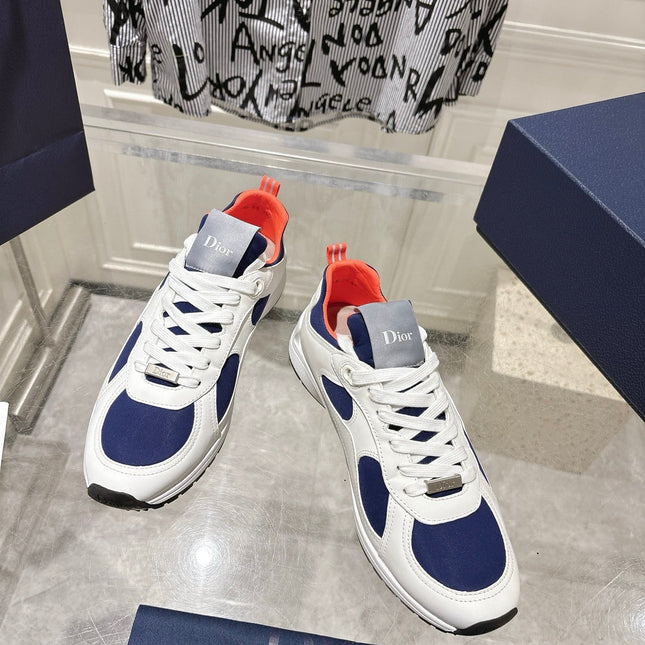 DIOR 25S MILE SERIES SNEAKERS 25MM IN WHITE BLUE CALFSKIN
