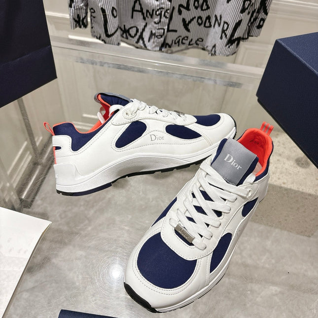 DIOR 25S MILE SERIES SNEAKERS 25MM IN WHITE BLUE CALFSKIN