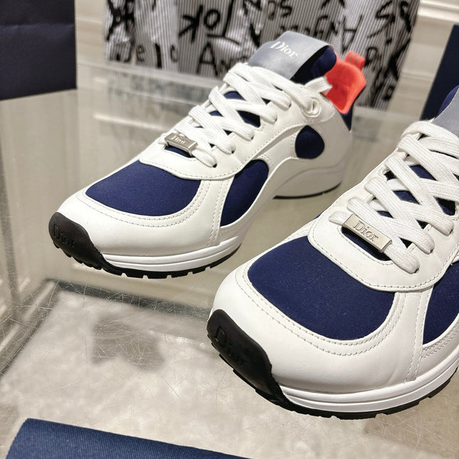 DIOR 25S MILE SERIES SNEAKERS 25MM IN WHITE BLUE CALFSKIN