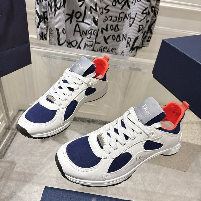 DIOR 25S MILE SERIES SNEAKERS 25MM IN WHITE BLUE CALFSKIN
