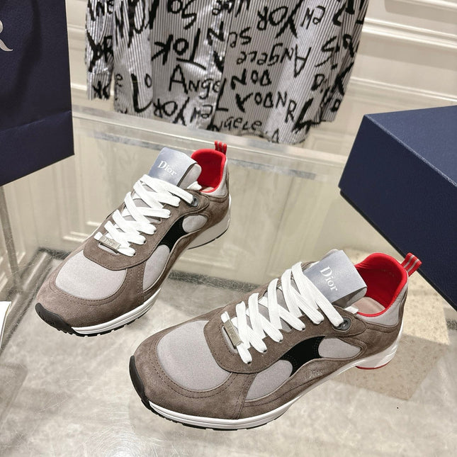 DIOR 25S MILE SERIES SNEAKERS 25MM IN BROWN SUEDE