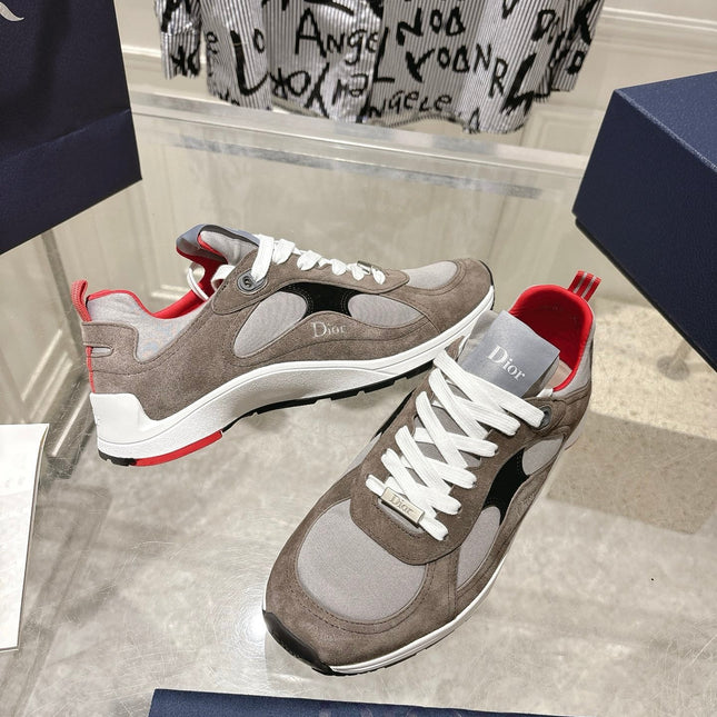 DIOR 25S MILE SERIES SNEAKERS 25MM IN BROWN SUEDE