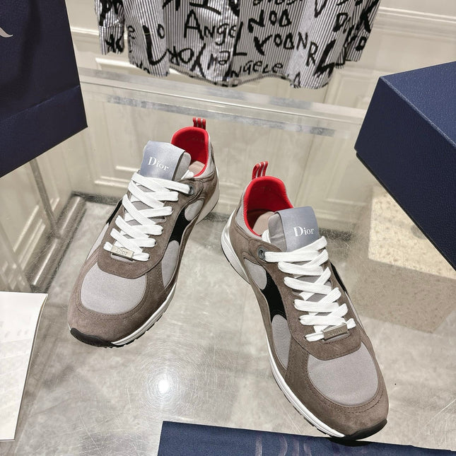 DIOR 25S MILE SERIES SNEAKERS 25MM IN BROWN SUEDE