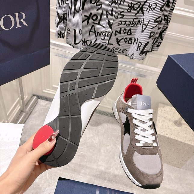 DIOR 25S MILE SERIES SNEAKERS 25MM IN BROWN SUEDE