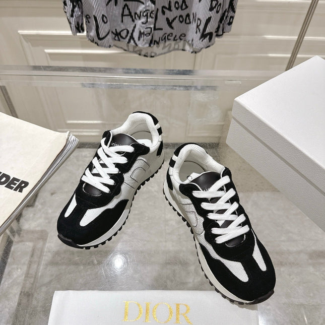 DIOR 25S C'EST DIOR SNEAKER IN WHITE BLACK CALFSKIN AND SUEDE
