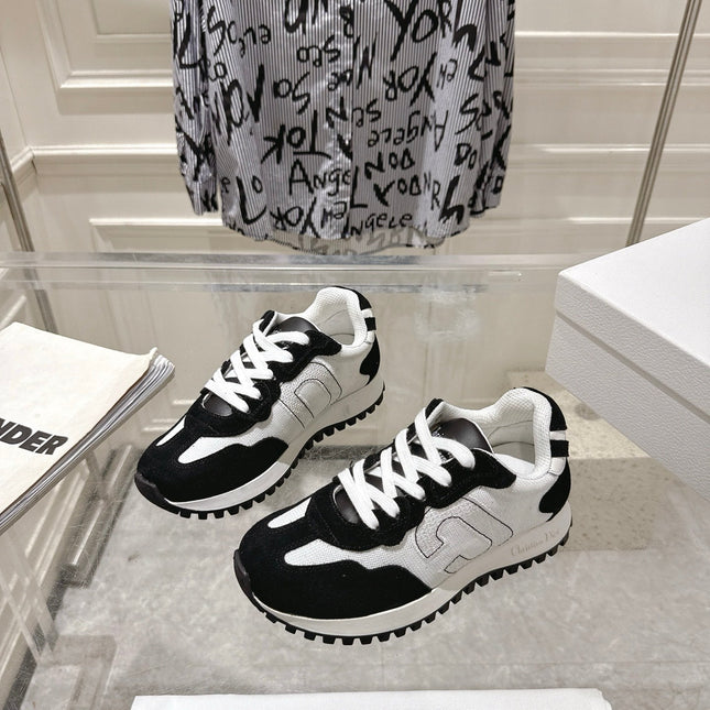 DIOR 25S C'EST DIOR SNEAKER IN WHITE BLACK CALFSKIN AND SUEDE