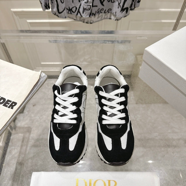 DIOR 25S C'EST DIOR SNEAKER IN WHITE BLACK CALFSKIN AND SUEDE