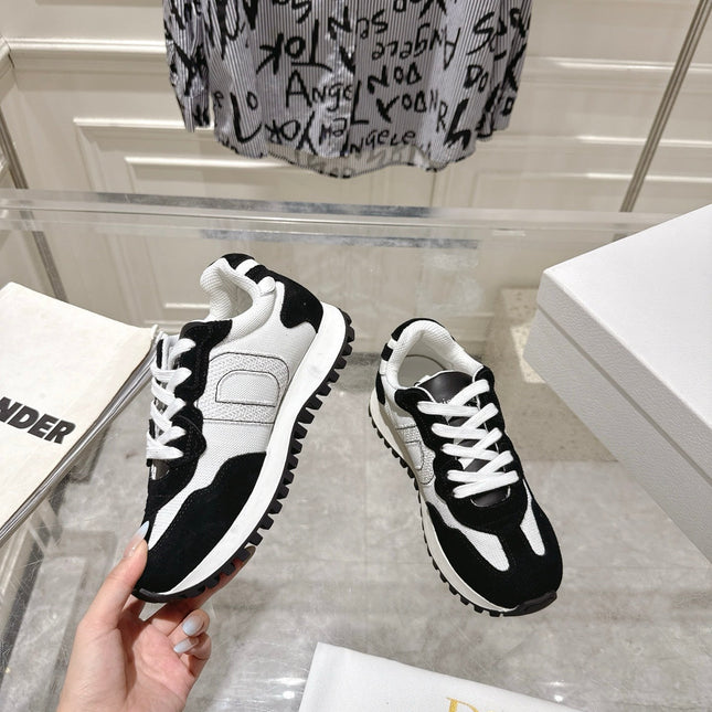 DIOR 25S C'EST DIOR SNEAKER IN WHITE BLACK CALFSKIN AND SUEDE