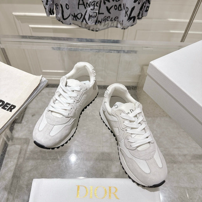 DIOR 25S C'EST DIOR SNEAKER IN WHITE LIGHT GRAY CALFSKIN AND SUEDE
