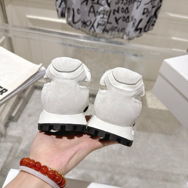 DIOR 25S C'EST DIOR SNEAKER IN WHITE LIGHT GRAY CALFSKIN AND SUEDE