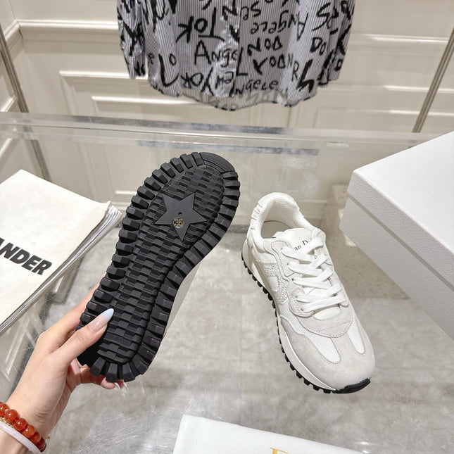 DIOR 25S C'EST DIOR SNEAKER IN WHITE LIGHT GRAY CALFSKIN AND SUEDE