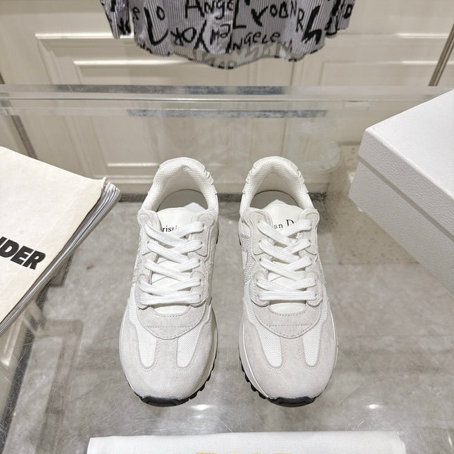 DIOR 25S C'EST DIOR SNEAKER IN WHITE LIGHT GRAY CALFSKIN AND SUEDE