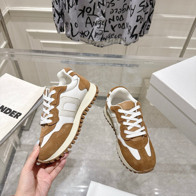 DIOR 25S C'EST DIOR SNEAKER IN WHITE HAZELNUT CALFSKIN AND SUEDE