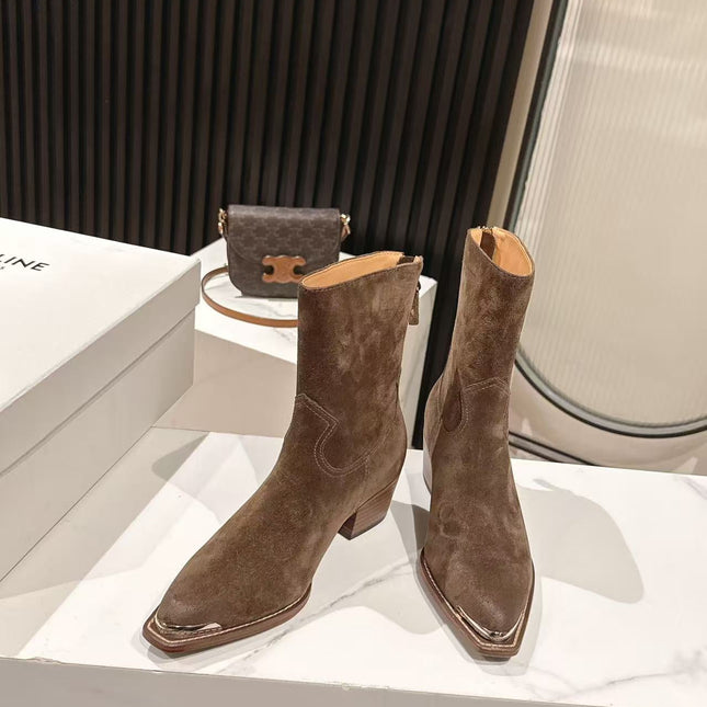 CELINE 25S CHELSEA BOOTS CLASSIC 45MM IN DARK BROWN SUEDE