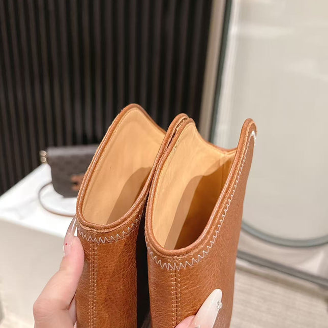 CELINE 25S HIGH BOOTS FOR FALL AND WINTER 45MM IN BURNT ORANGE CALFSKIN
