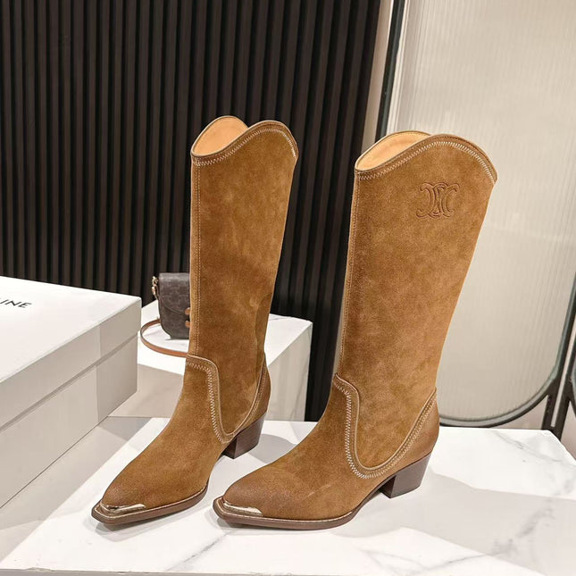 CELINE 25S HIGH BOOTS FOR FALL AND WINTER 45MM IN BROWN SUEDE