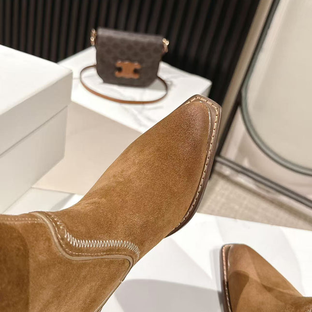 CELINE 25S HIGH BOOTS FOR FALL AND WINTER 45MM IN BROWN SUEDE