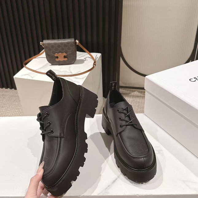 CELINE 25S THICK SOLED LOAFERS 50MM IN BLACK CALFSKIN