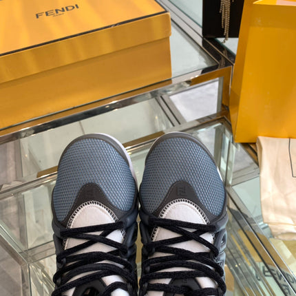 FENDI TAG SNEAKER IN BLACK MIX BLUE MESH AND RUBBER