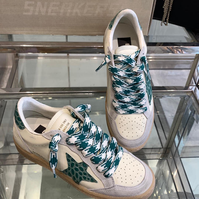 BALL STAR SNEAKERS GREEN CROCODILE EMBOSSED LEATHER STAR