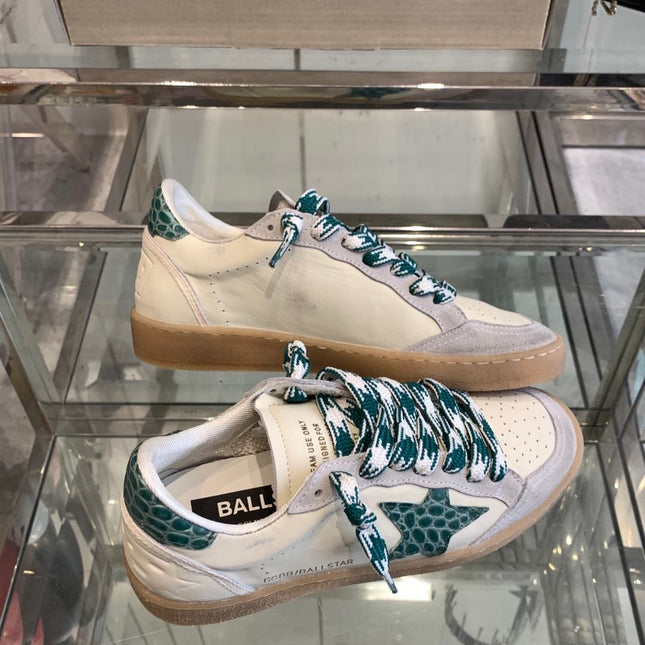BALL STAR SNEAKERS GREEN CROCODILE EMBOSSED LEATHER STAR