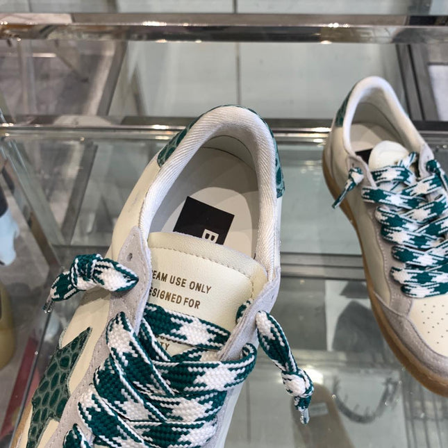 BALL STAR SNEAKERS GREEN CROCODILE EMBOSSED LEATHER STAR