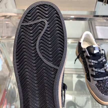 BALL STAR SNEAKERS WITH WHITE STAR IN BLACK GLITTER AND GRAY SUEDE