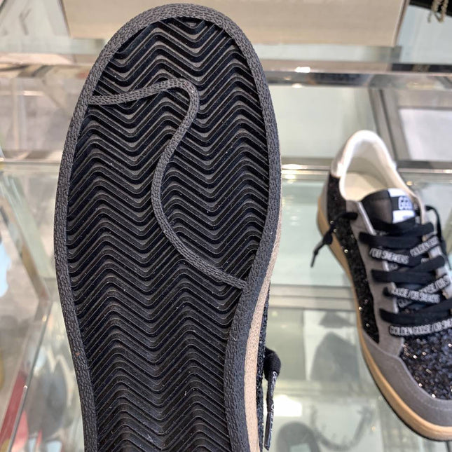 BALL STAR SNEAKERS WITH WHITE STAR IN BLACK GLITTER AND GRAY SUEDE