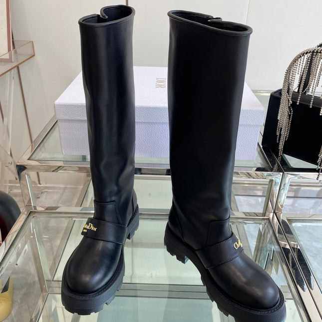 DIOR 25S BROGUE BOOTS 35MM IN BLACK CALFSKIN GOLD HARDWARE