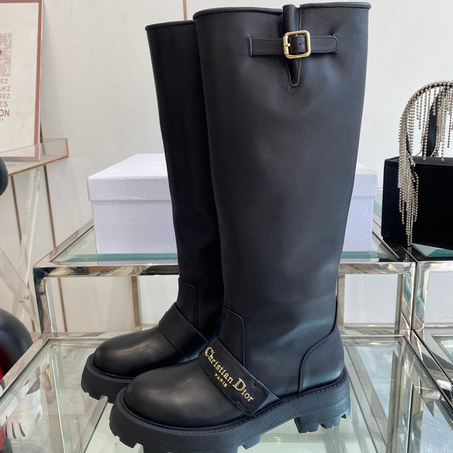 DIOR 25S BROGUE BOOTS 35MM IN BLACK CALFSKIN GOLD HARDWARE