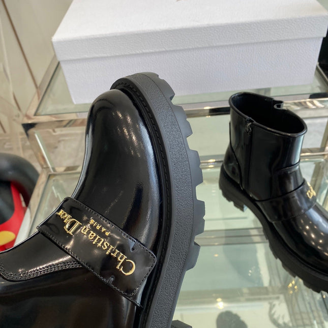 DIOR 25S D-QUEST ANKLE BOOT 35MM IN BLACK GLOSSY CALFSKIN