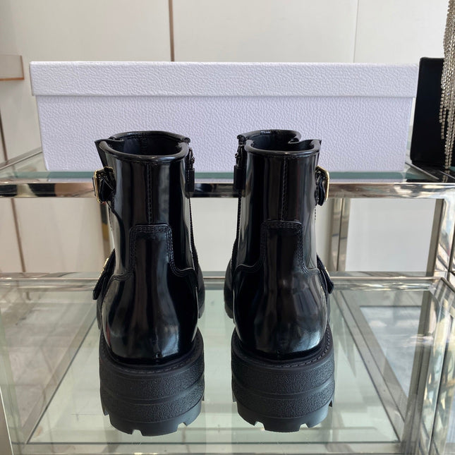 DIOR 25S D-QUEST ANKLE BOOT 35MM IN BLACK GLOSSY CALFSKIN