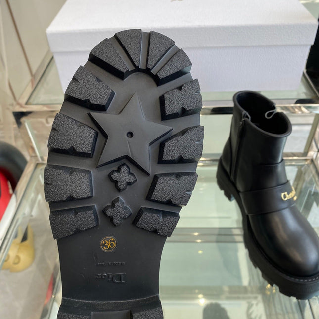 DIOR 25S D-QUEST ANKLE BOOT 35MM IN BLACK CALFSKIN