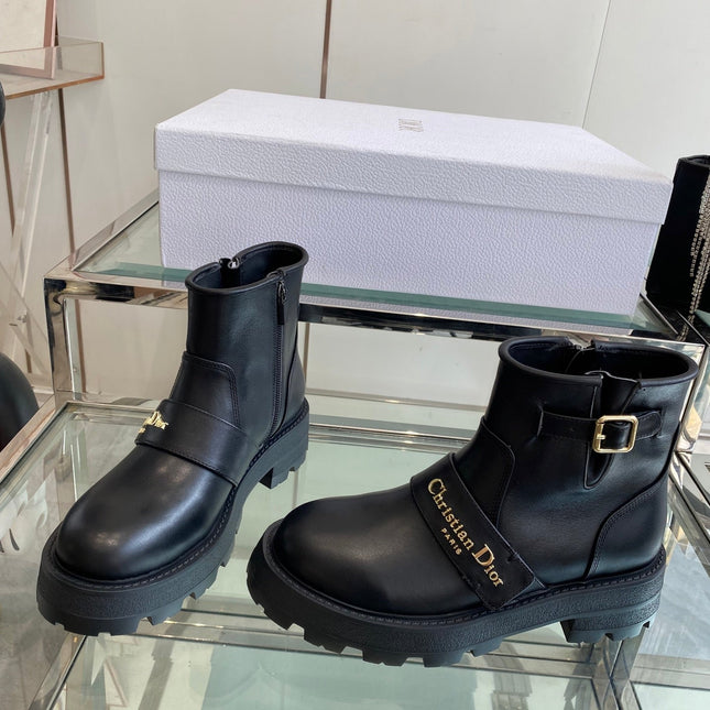 DIOR 25S D-QUEST ANKLE BOOT 35MM IN BLACK CALFSKIN